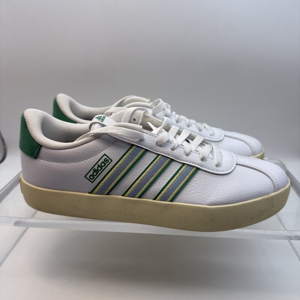Womenβs Size 10 Adidas VL Court 3.0 White Semi Court Green Excellent Condition
